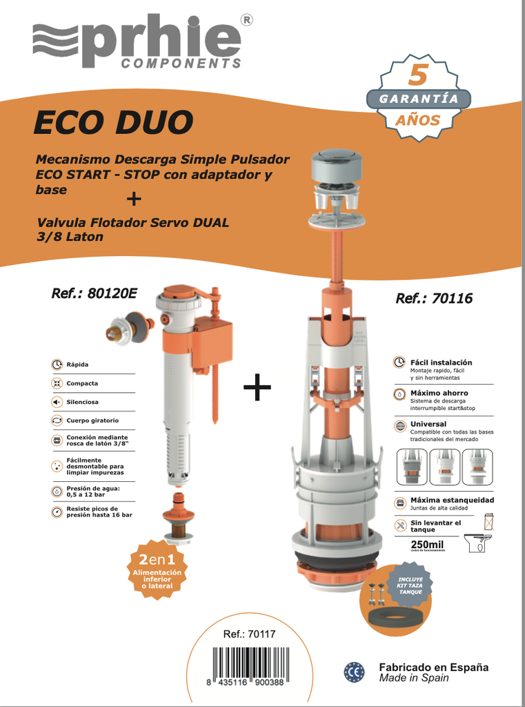 CONJUNTO PRHIE DESCARGADOR INTERRUMPIBLE Y FLOTADOR DUAL ECO DUO