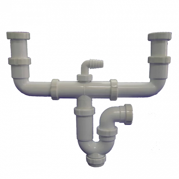 SIFON CURVO DOBLE RACOR EXTENSIBLE 1.1/2 x 1 1/2-Ø40