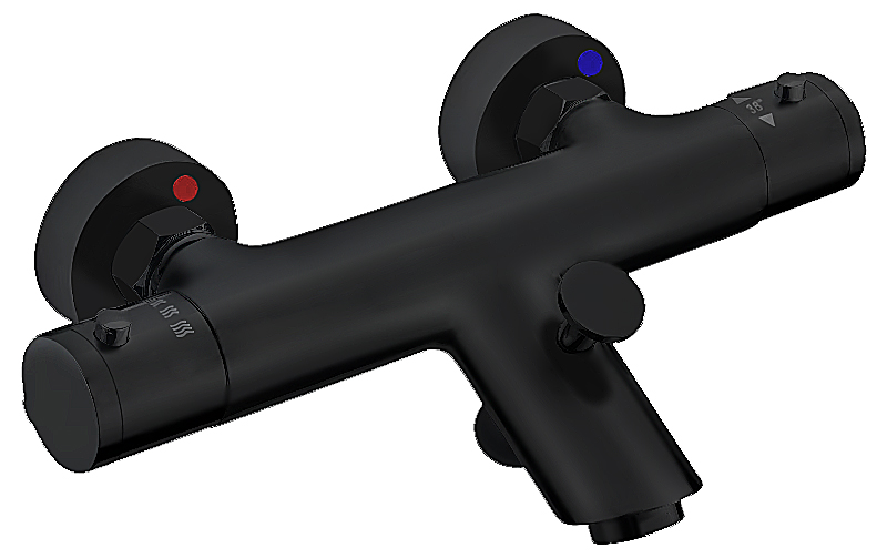 GRIFO TERMOSTÁTICO DE  BAÑERA  NEGRO  MATE TIEMPO 