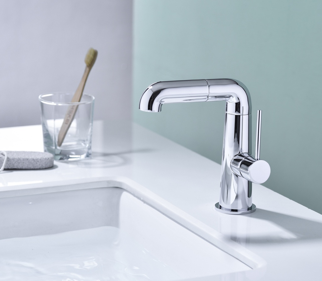 Monomando adaptavivo largo TIEMPO Serie Ondina Cromado 