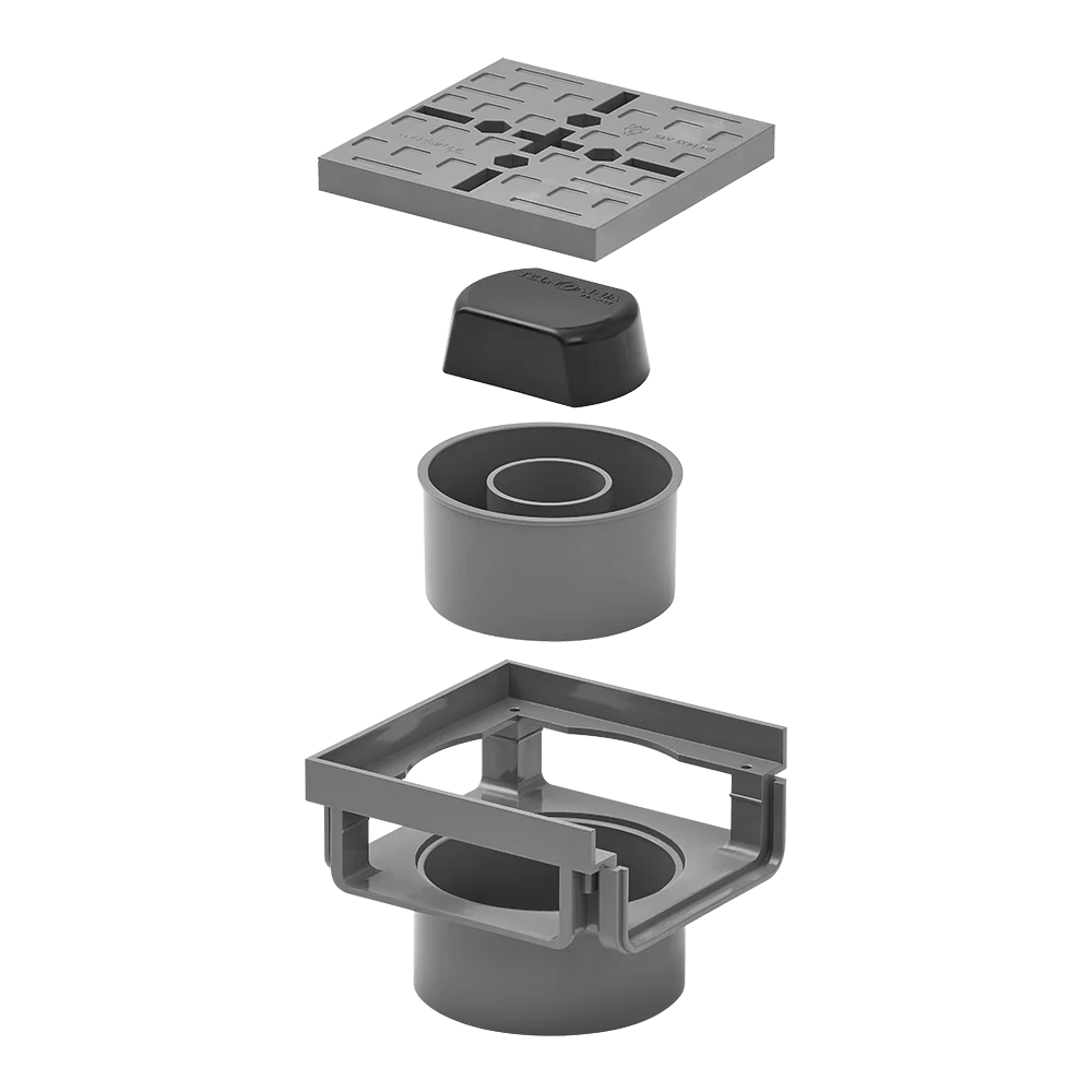CONEXIÓN ÁNGULO/REGISTRO SIFÓNICO S/ VERTICAL CANAL OCULTA PVC A55