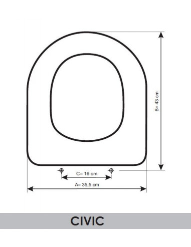 ASIENTO A MEDIDA WC  CIVIC AMORTIGUADO  ROCA RESIWOOD            