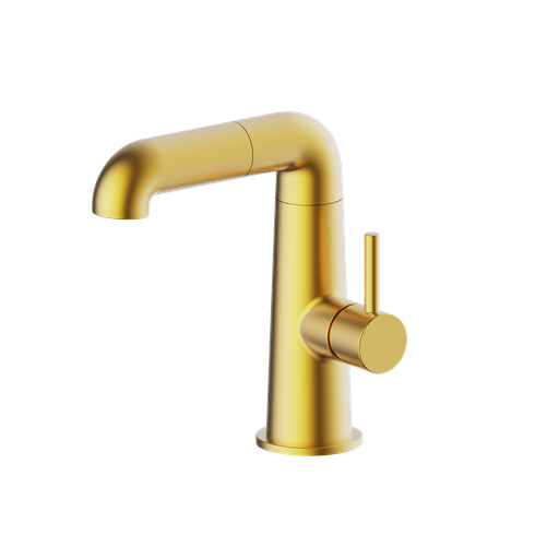 [TO-10445] Monomando adaptativo lavabo largo Serie  Ondina oro cepillado TIEMPO 